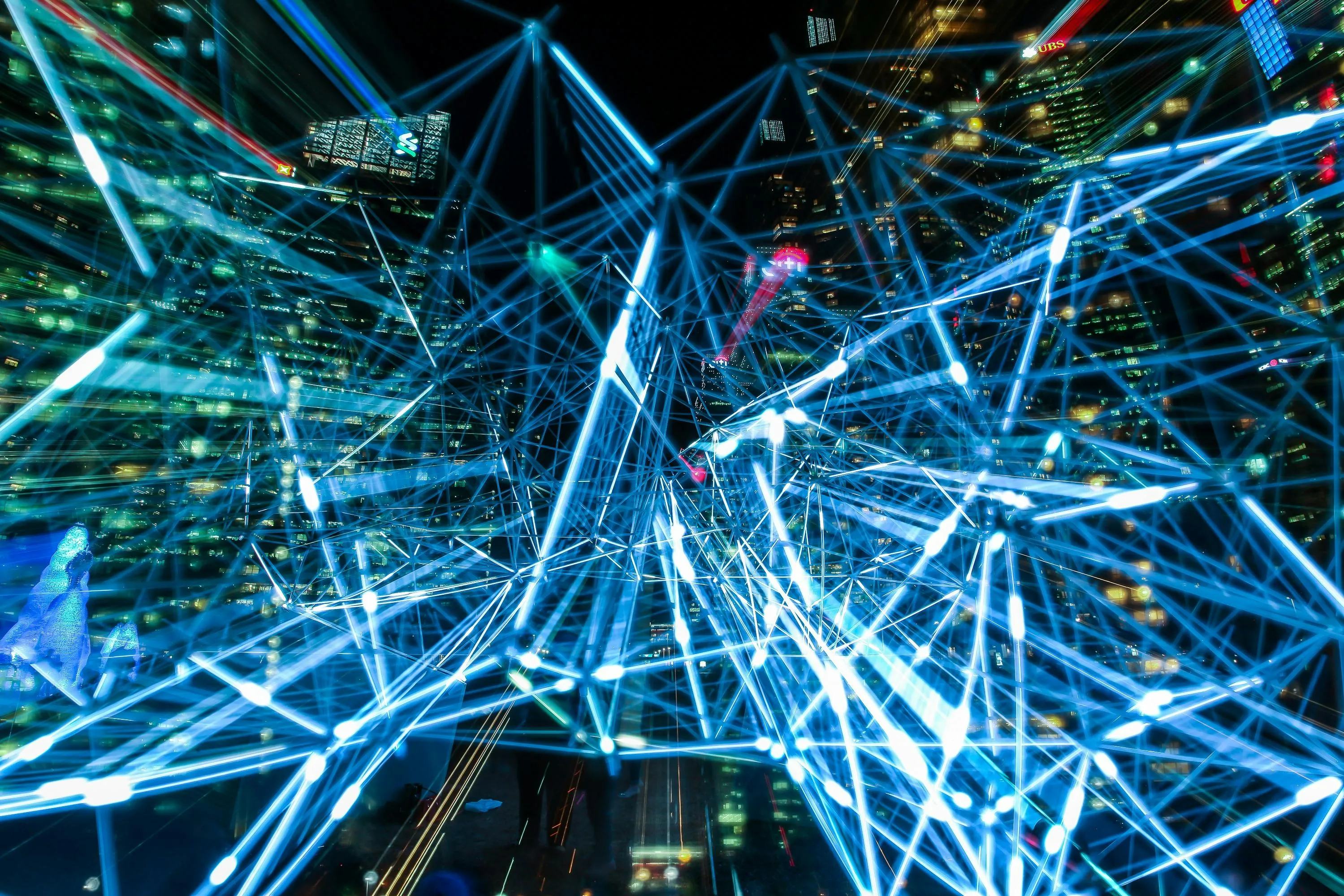 An abstract image showing data flowing